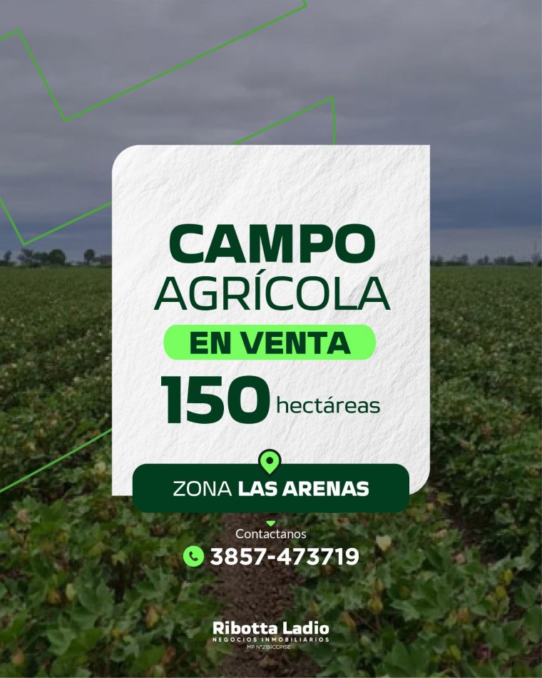 CAMPO AGRICOLA 150 HAS - ZONA LAS ARENAS. SGO DEL ESTERO