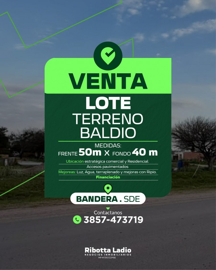 Venta de Lote / Terreno Baldio en Bandera (Santiago del Estero)
